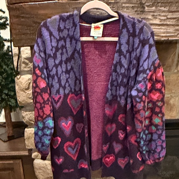 FARM Rio Sweaters - Farm Rio Ikat Dyed Heart Cardigan